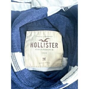 Hollister California Women's Long Sleeve Embroidered Logo Striped Hoodie, Blue-W